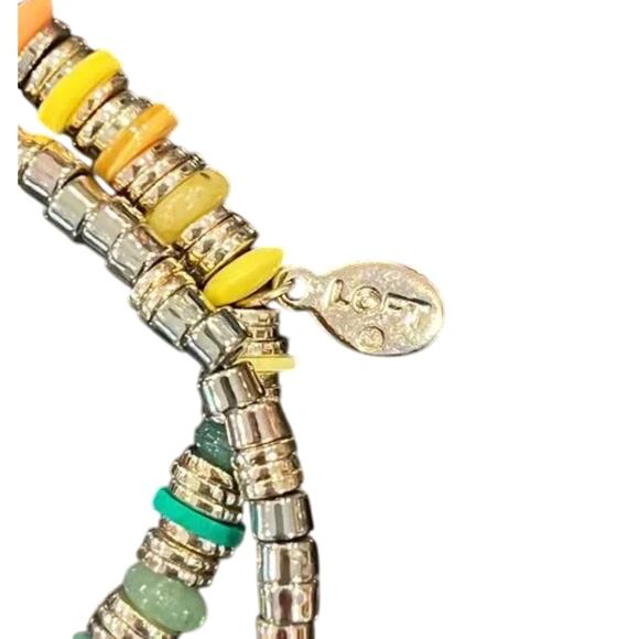 NWT LOFT Rainbow & Gold Pride Beaded Bracelet - Set of 2 Bracelets - Picture 4 of 10